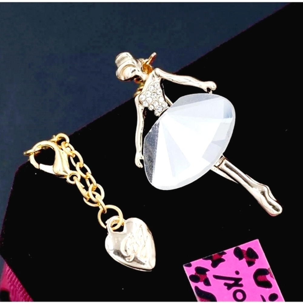 Gold plated crystal ballerina necklace/brooch choose 1